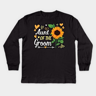 Sunflower Heart Aunt Of The Groom Husband Wife Wedding Day Kids Long Sleeve T-Shirt